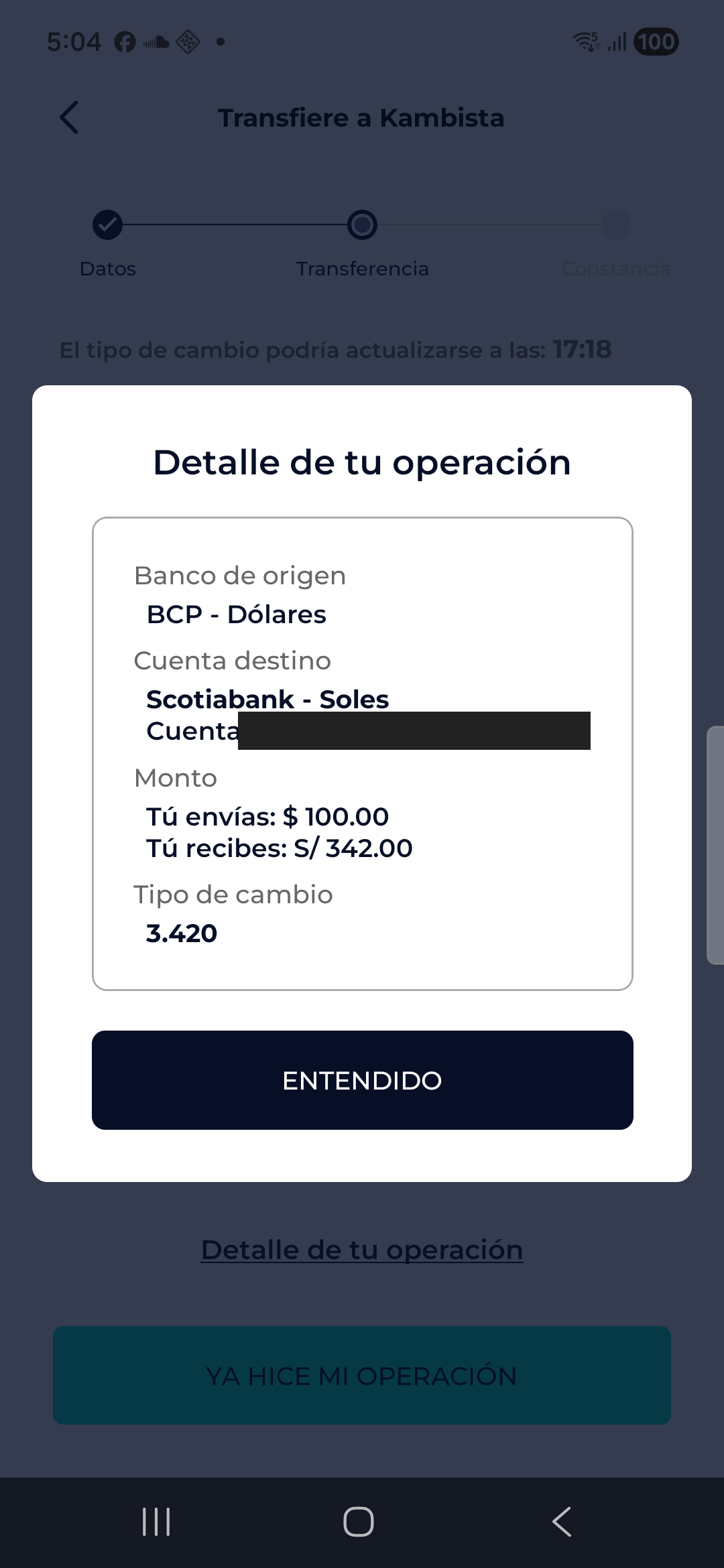 Operation detail modal