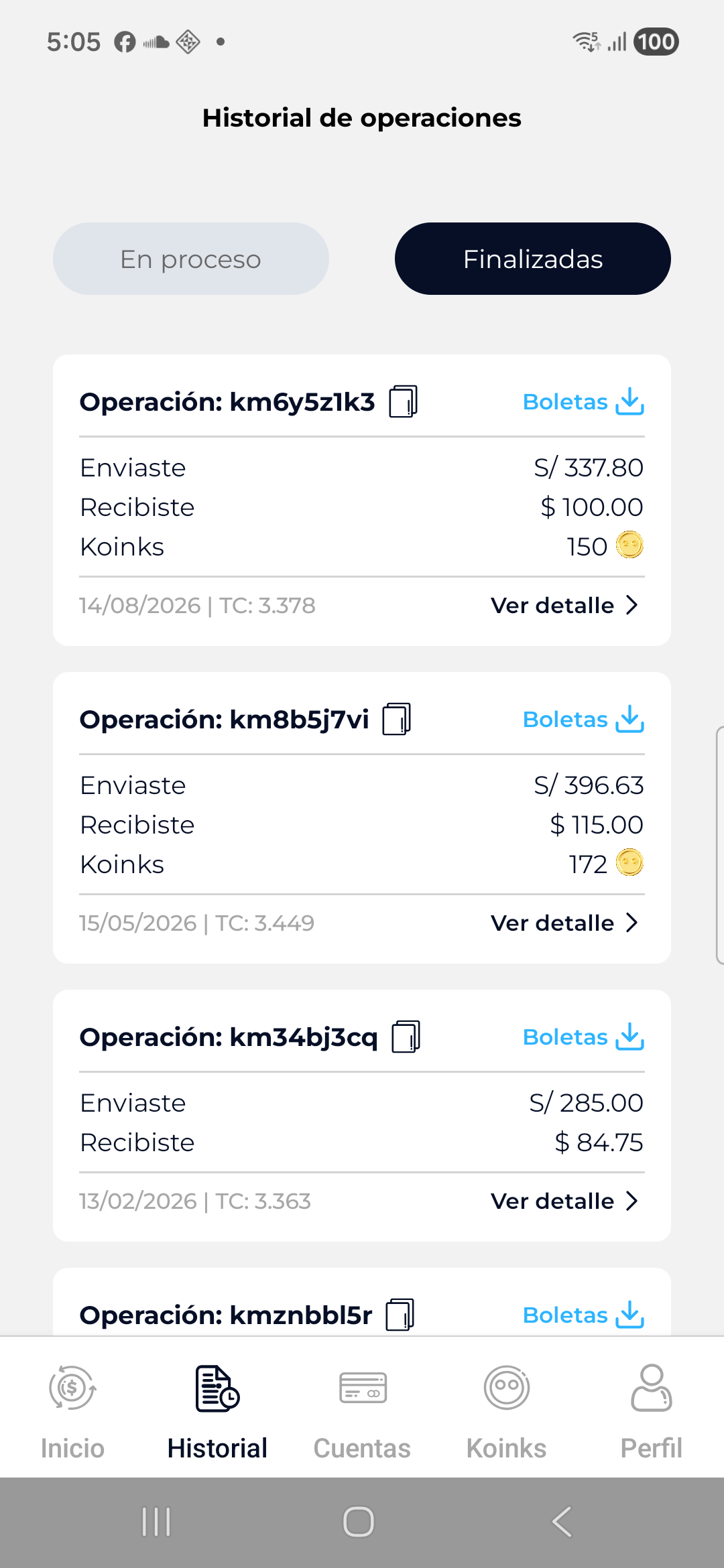 Finalizadas list